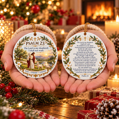 ⏳ Last Day 49% OFF —✝️ Faith & Blessing Double-Sided Ceramic Ornament