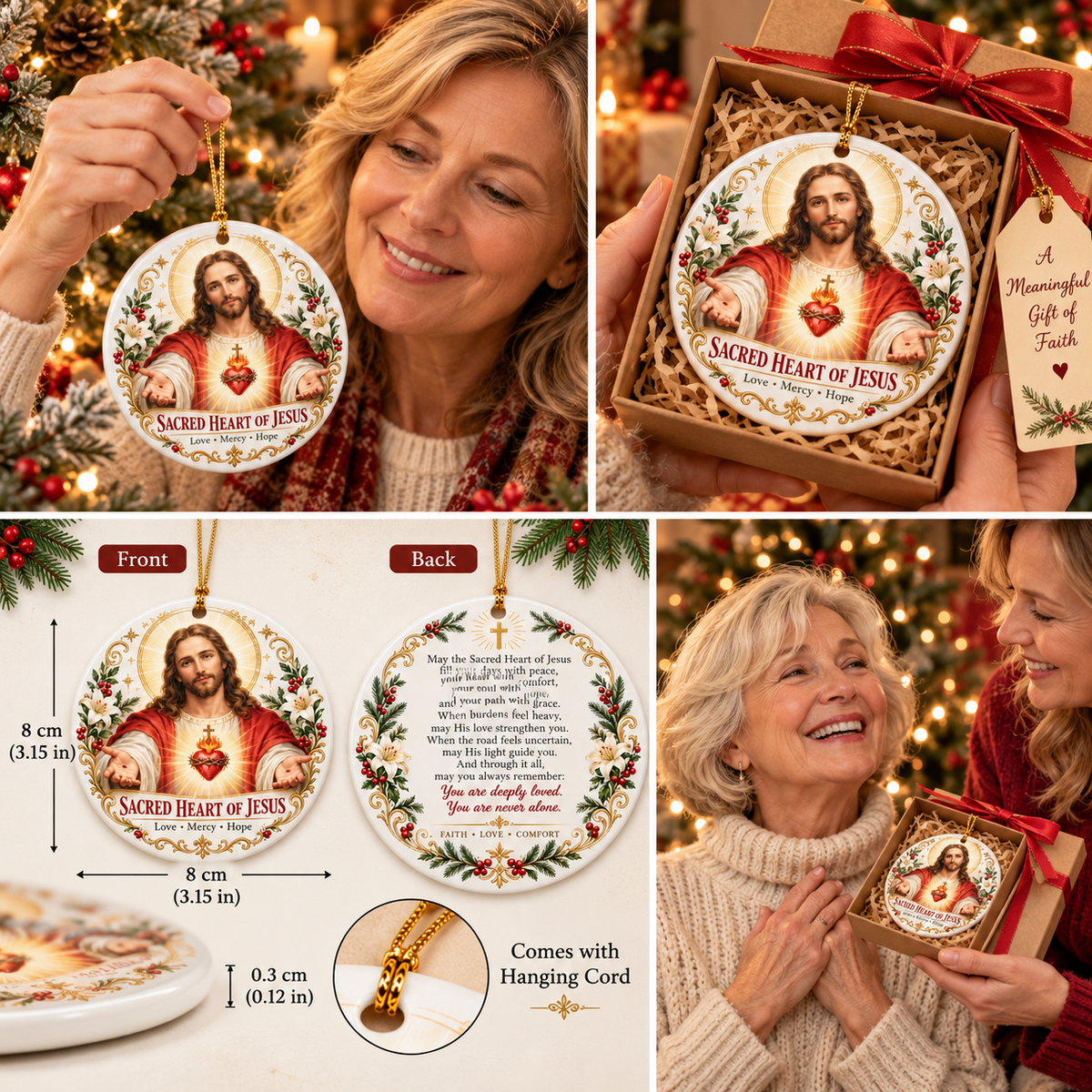 ⏳ Last Day 49% OFF —✝️ Faith & Blessing Double-Sided Ceramic Ornament