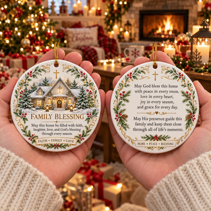 ⏳ Last Day 49% OFF —✝️ Faith & Blessing Double-Sided Ceramic Ornament