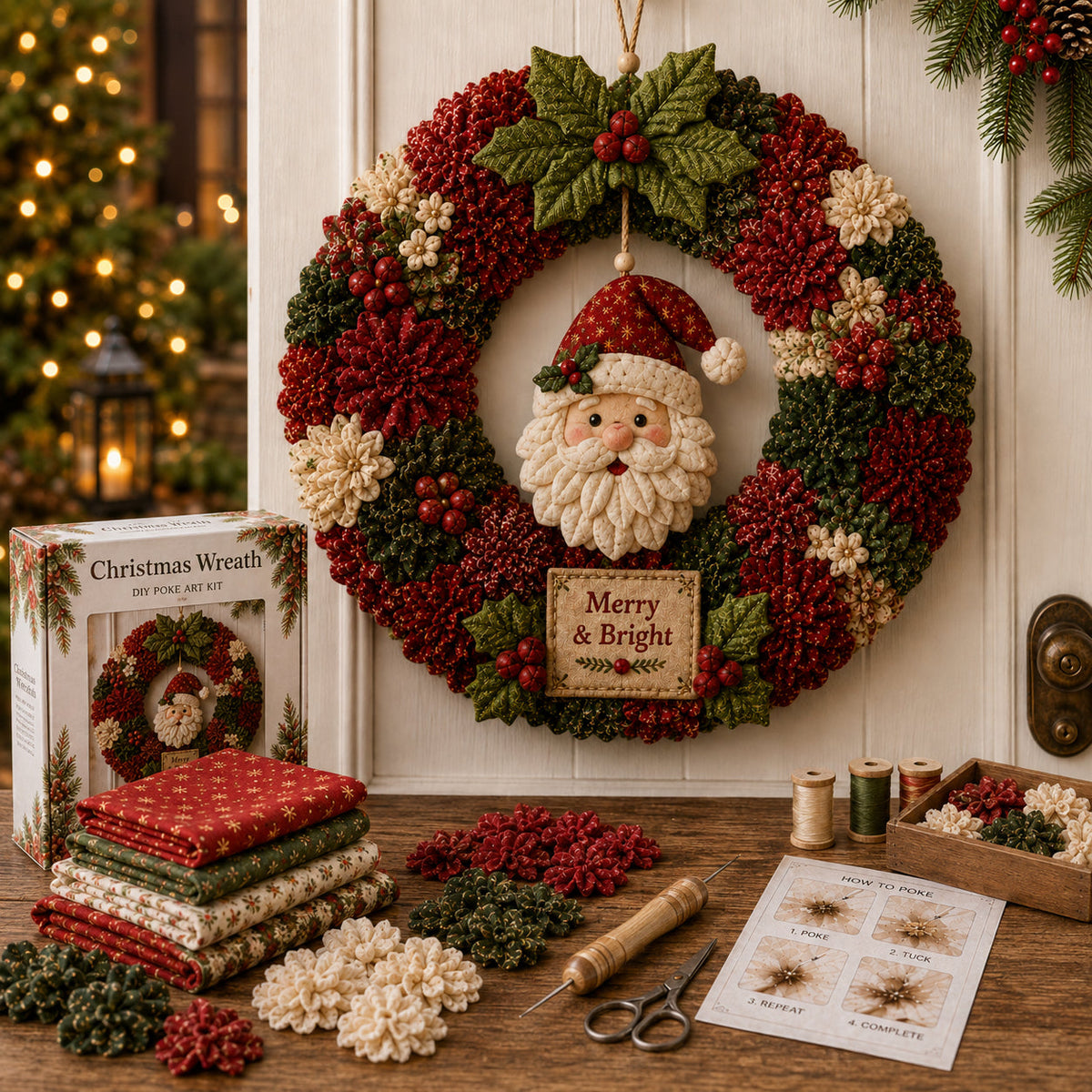 🔥Last Day 49% OFF🎄 3D Fabric Poke Wreath DIY Kit