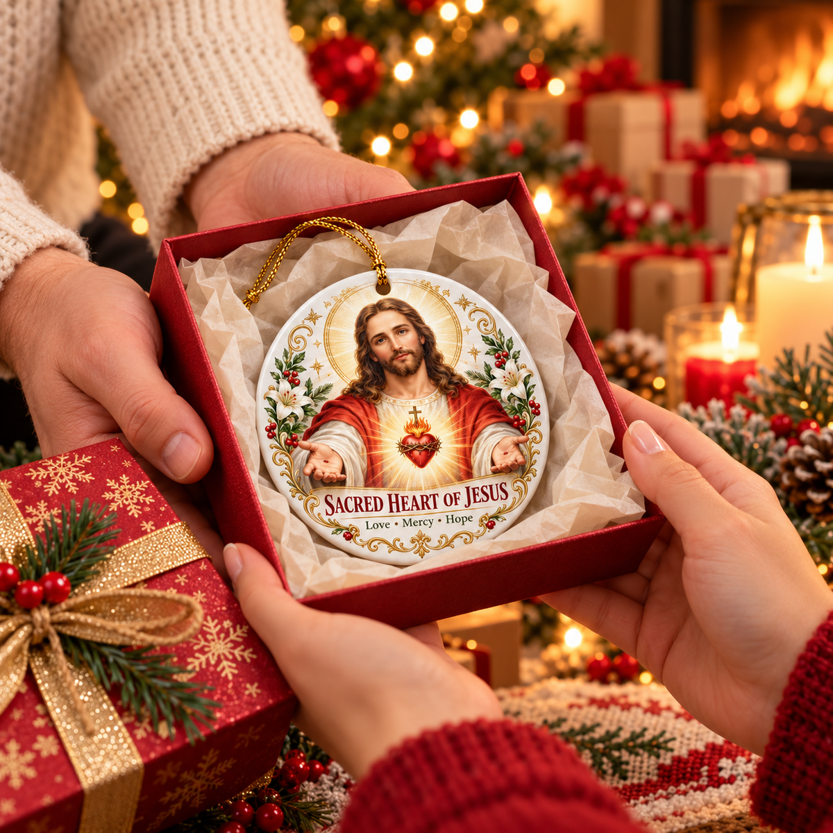 ⏳ Last Day 49% OFF —✝️ Faith & Blessing Double-Sided Ceramic Ornament