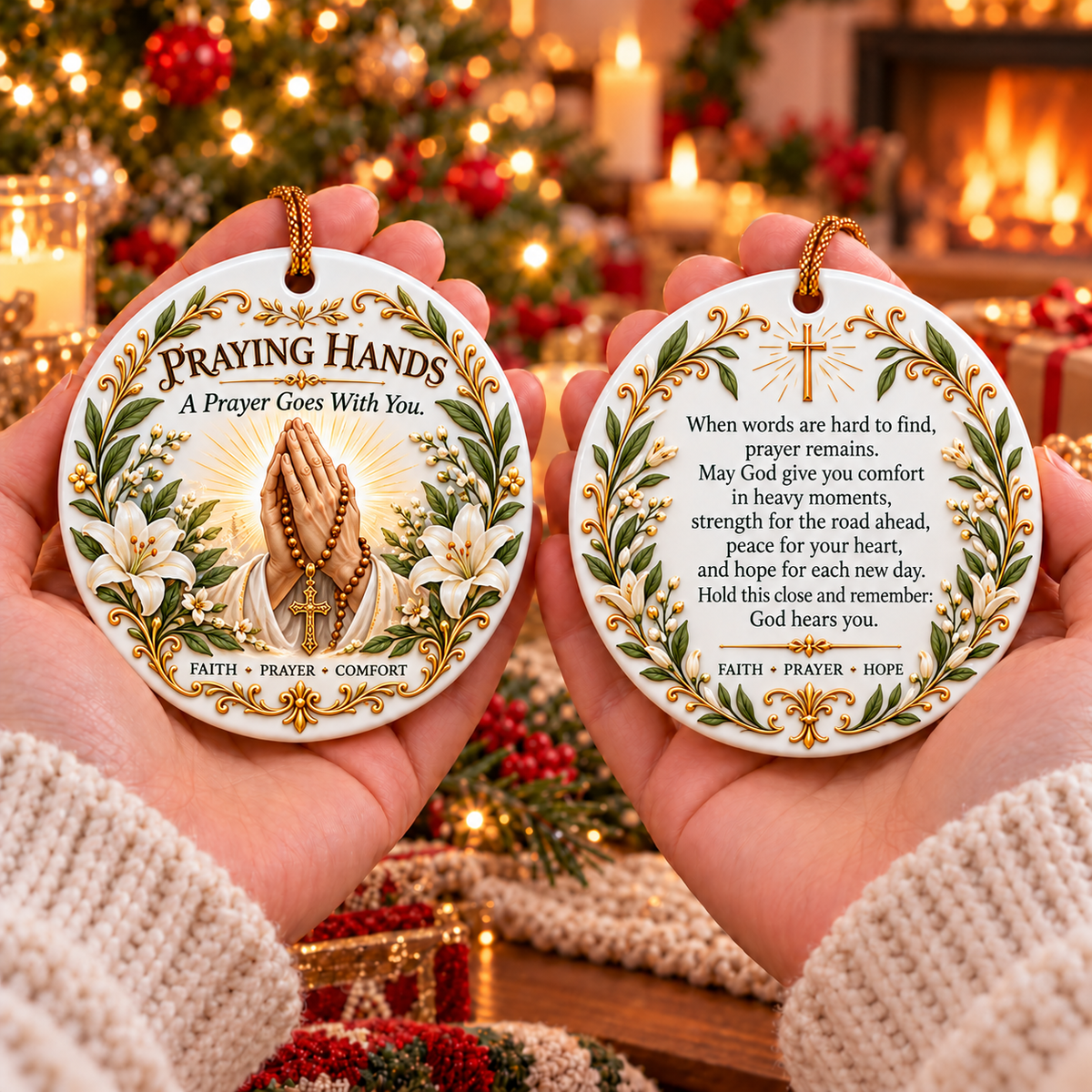 ⏳ Last Day 49% OFF —✝️ Faith & Blessing Double-Sided Ceramic Ornament