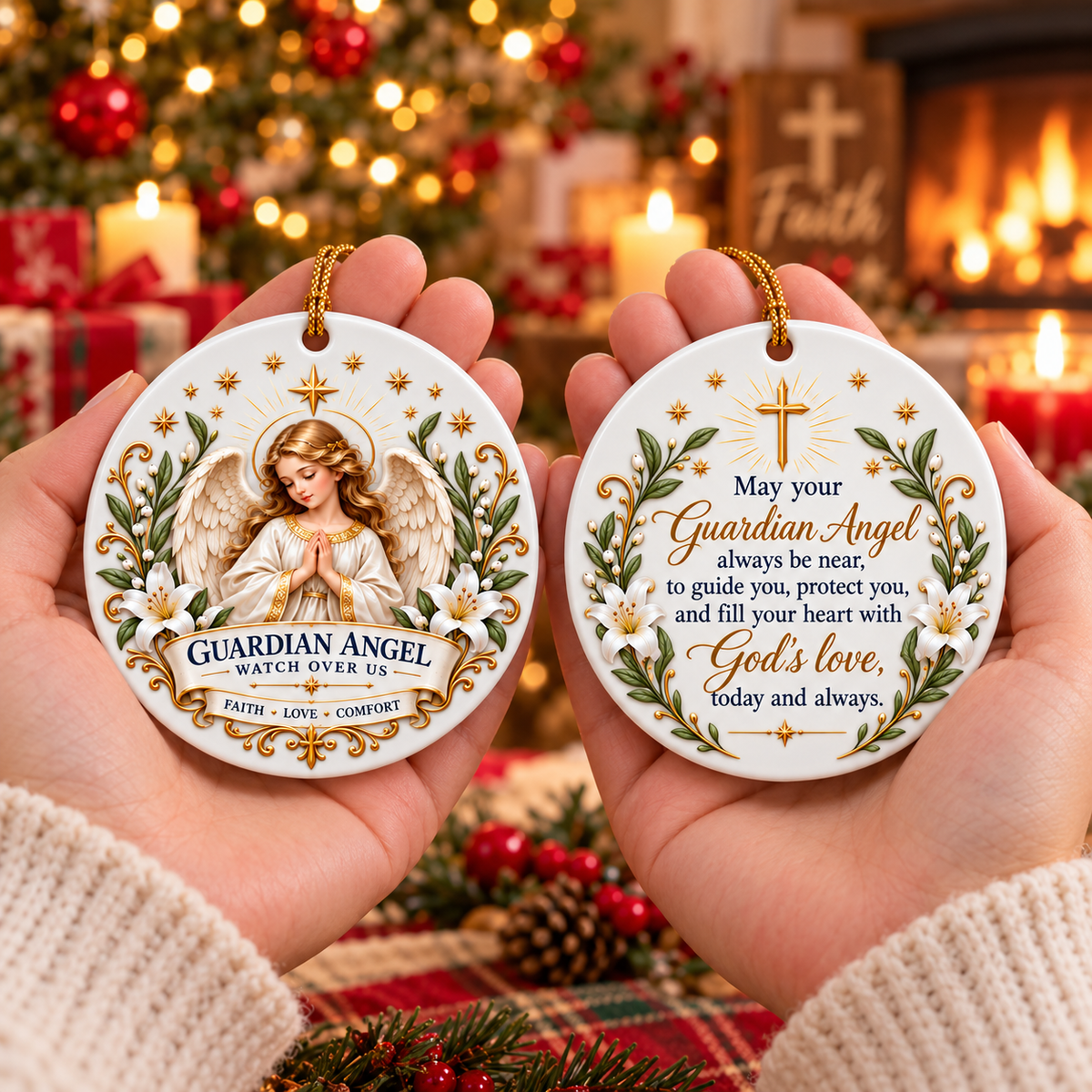 ⏳ Last Day 49% OFF —✝️ Faith & Blessing Double-Sided Ceramic Ornament